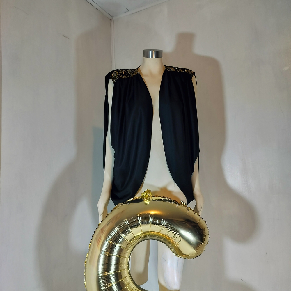 & Other Stories Black Cape with Gold Accents
